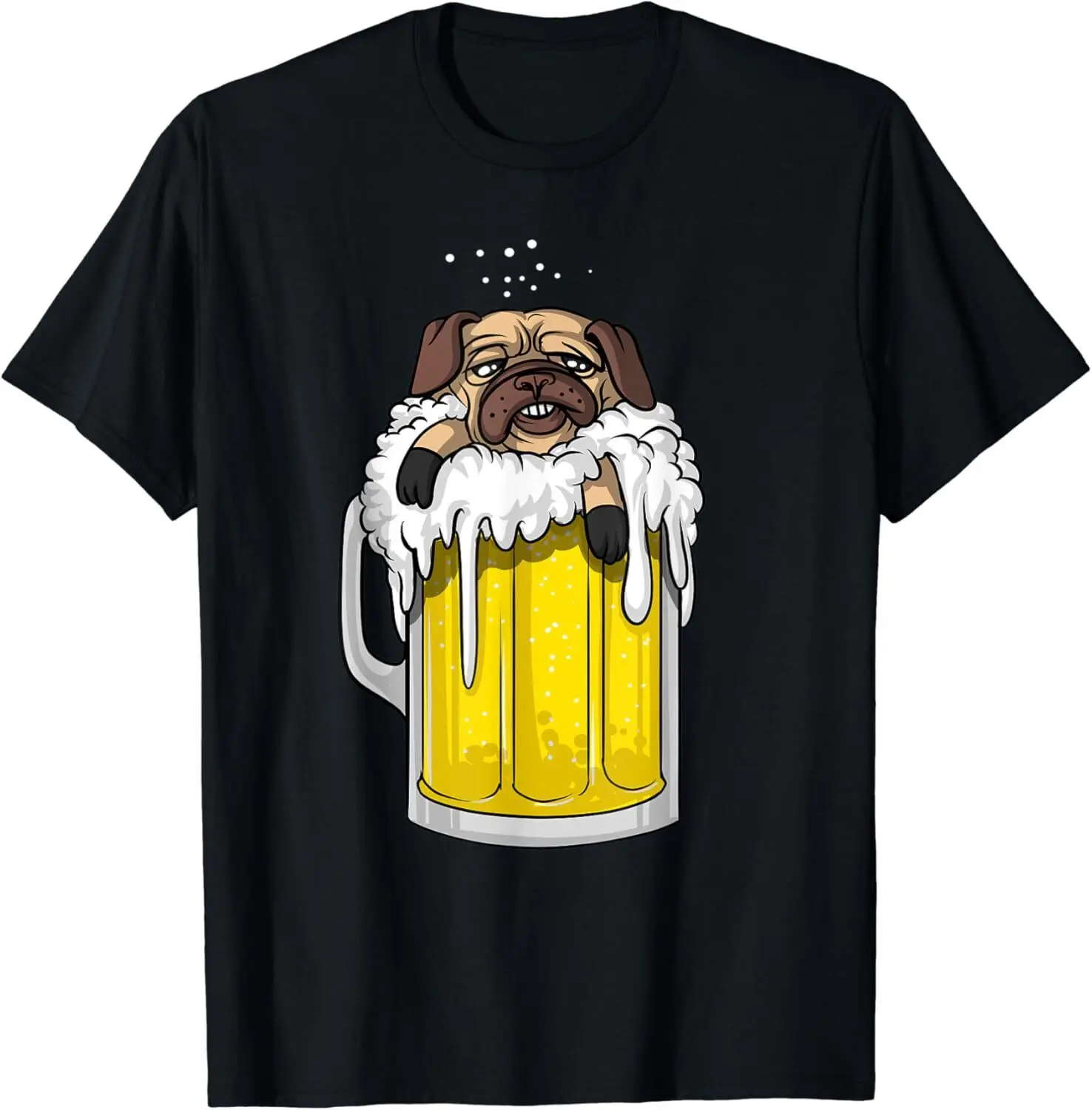

Pug Dog Beer Drinking Party Funny Men Women Gift Unisex T-Shirt