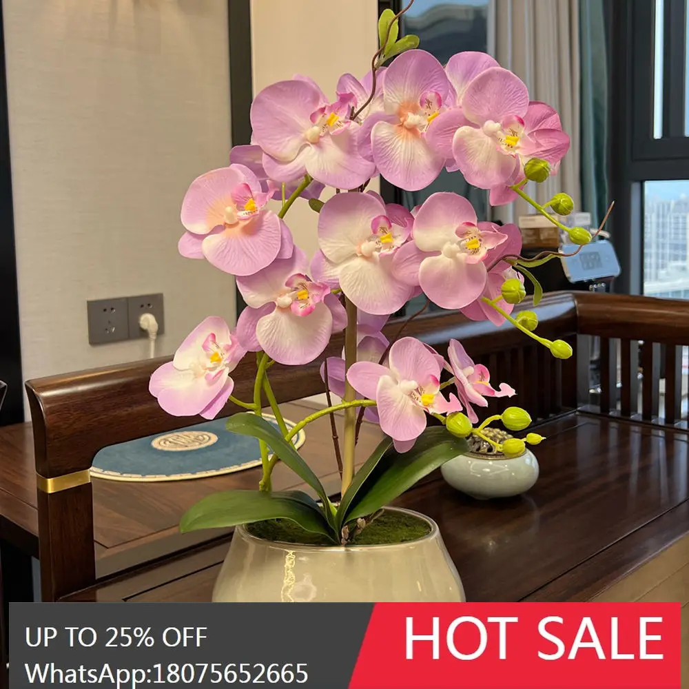 

SGF Artificial Flower Butterfly Potted Plant New Fake Flower Set Chinese Style Ceramic Pot Ornament