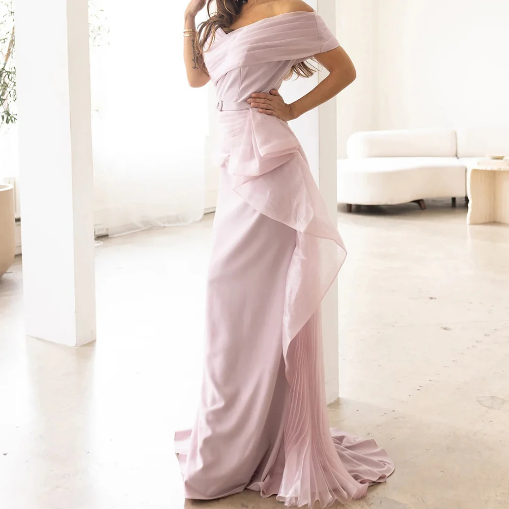 Abendkleider im Meerjungfrau-Stil für Damen, bodenlang, schulterfrei, ärmellos, Abendkleid, modisch, mit Falten, Schärpen, drapiert, individuelle Kleider