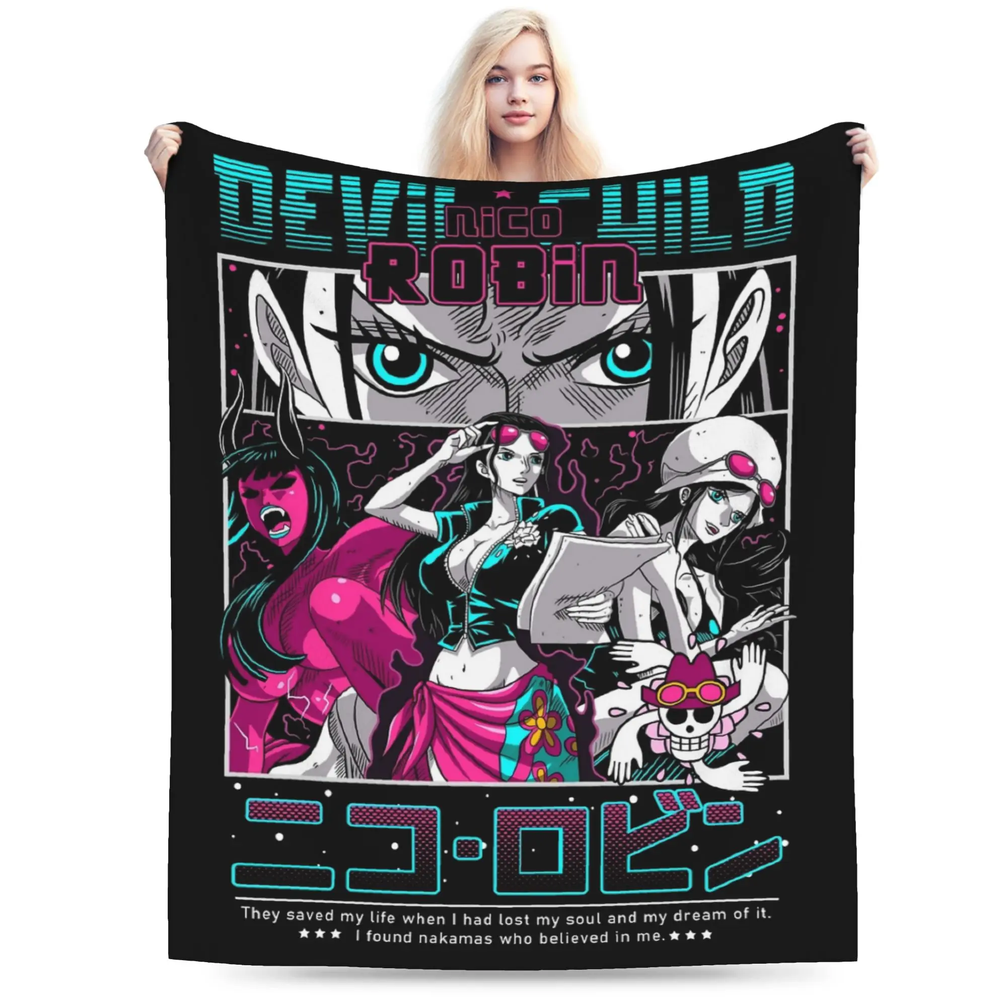 Nico Robin Ones Pieces Blanket Coral Fleece Plush All Season Super Soft Throw Blankets for Bed Bedroom Bedding Throws