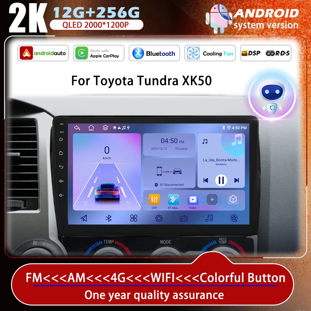 

Android 14 Car Radio For Toyota Tundra XK50 2007-2013 Sequoia XK60 2008-2017 Multimedia Video Player Navigation Stereo GPS Audio