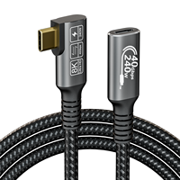 CableDeconn 240W USB4 8K Cable Thunderbolt 4 Compatible 90 Degree USB 4 Type-c Male to Female Extension Cable Ultra HD Charging