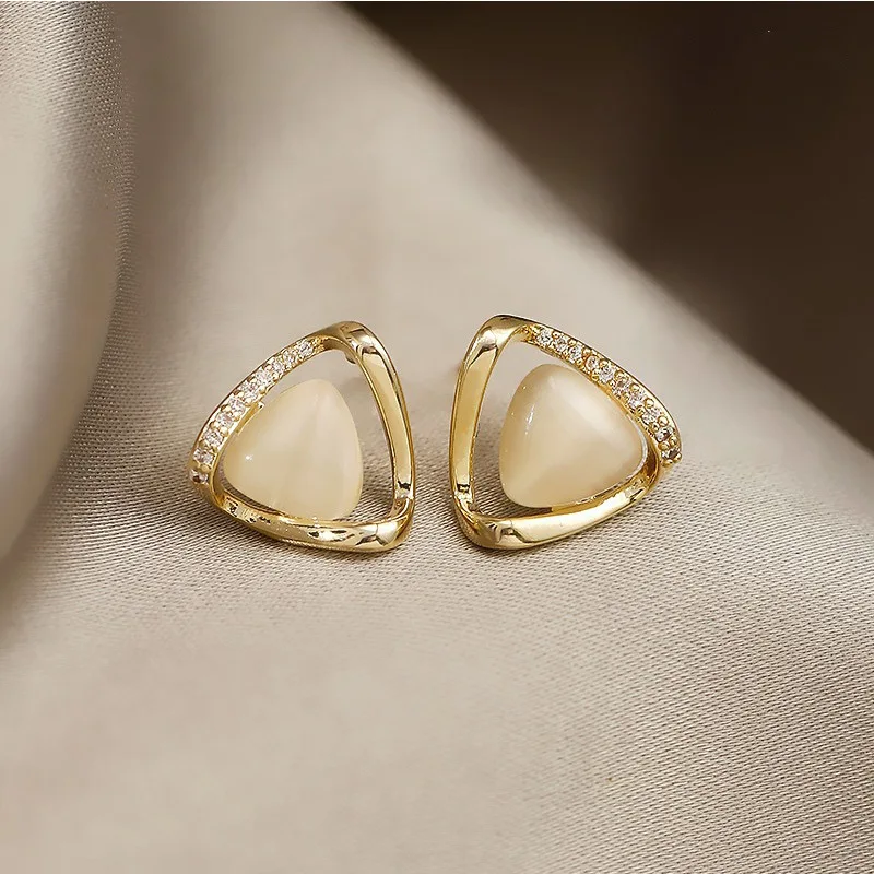 Trendy Crystal Geometric Statement Stud Earrings For Women Girls Anniversary Gift Fashion Jewelry Wholesale