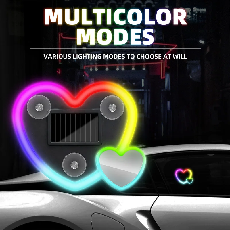 Colorful Solar Power Home Decor Ambient Light RGB Dynamic Gradient LED Universal for Car Interior Exterior Decoration Accessory