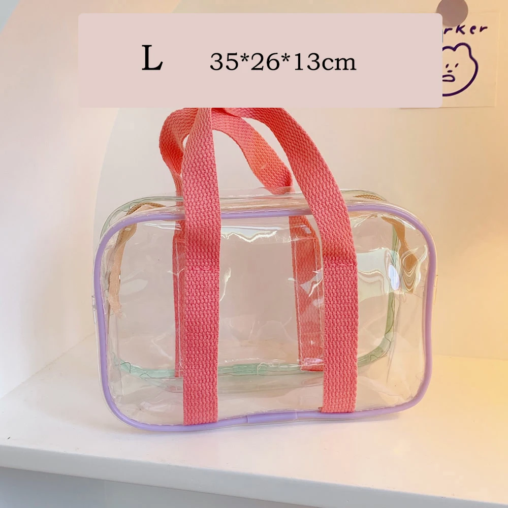 1 Pc borsa da spiaggia estiva trasparente da donna in stile coreano borsa a tracolla con cerniera da viaggio grande impermeabile borsa da toilette