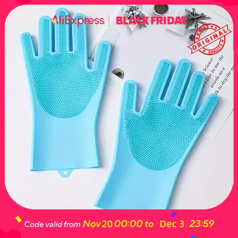 Silicone Dishwashing Gloves  - Heat Resistant & Scratch-Proof for Cleaning, Pet Bathing, Kitchen Tasks, Extra Long Cuff (G