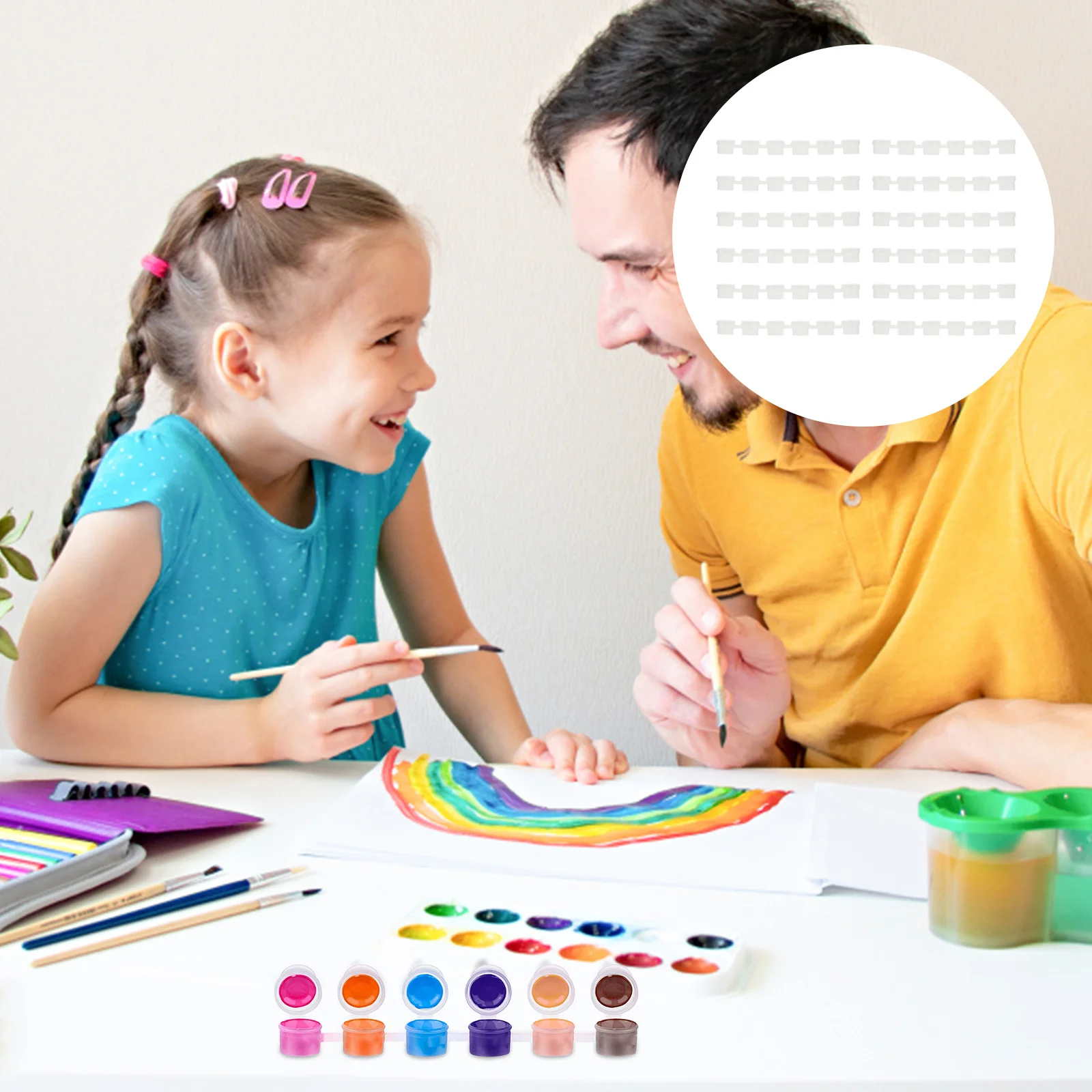 

40Pcs Leakproof Strips Mini 6 in 1 Clear Plastic Storage Containers for School Camping Painting Supplies