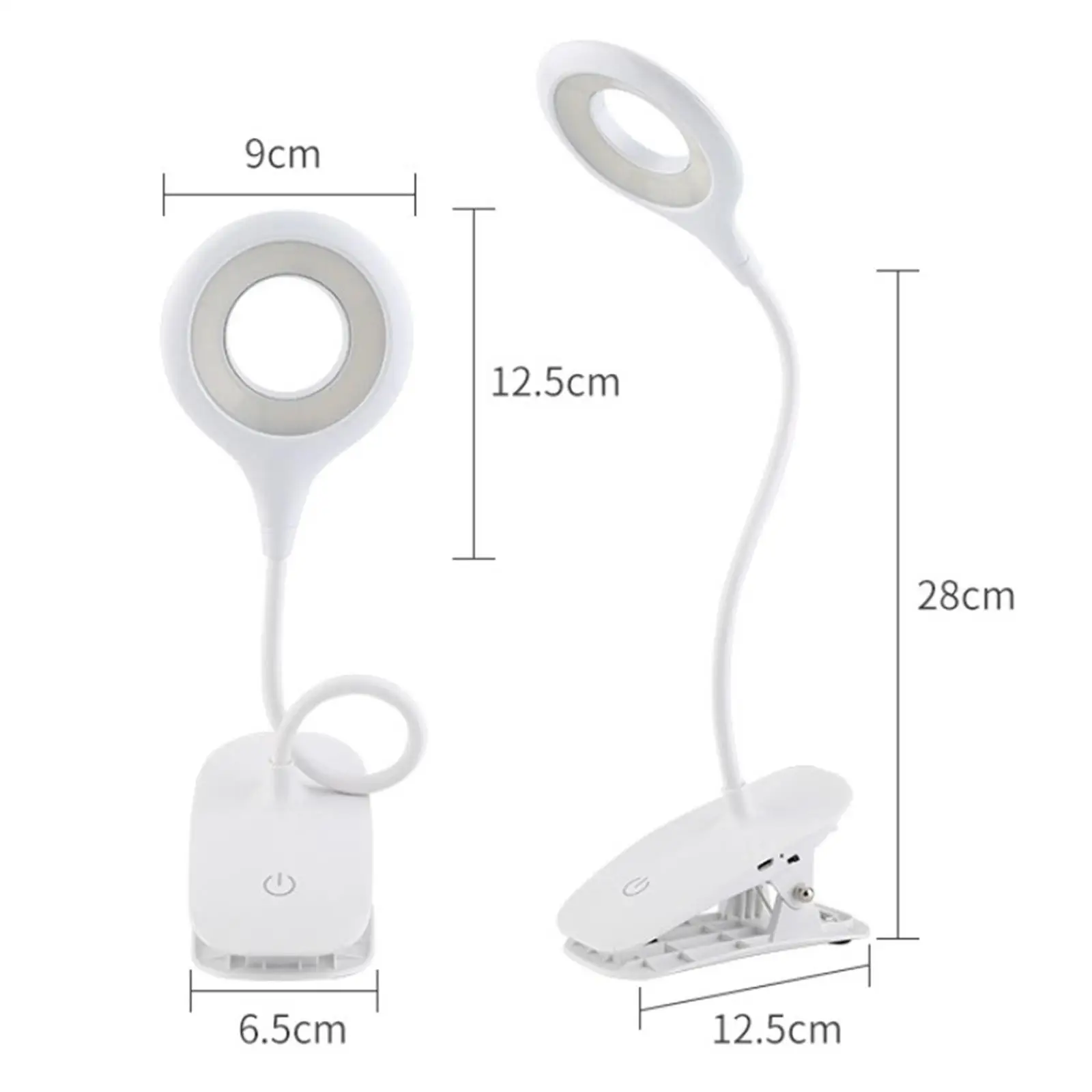 Imagem -06 - Recarregável Clip-on Luz de Leitura Regulável Mesa Cabeceira Lâmpada 20led