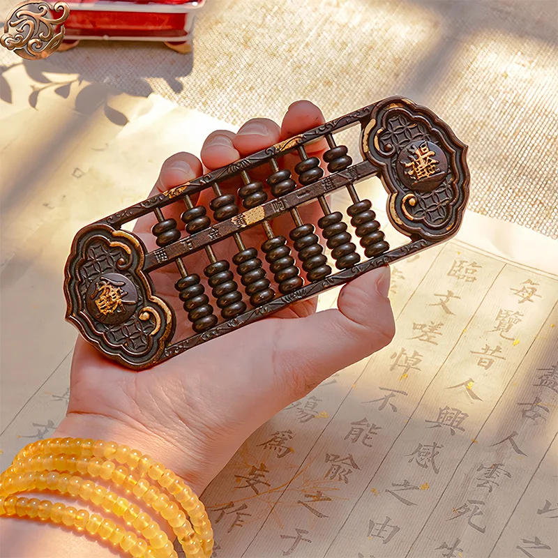All-brass, gold-inlaid, auspicious money-calculation abacus, symbolizing daily financial gains, a decorative item for the hand,