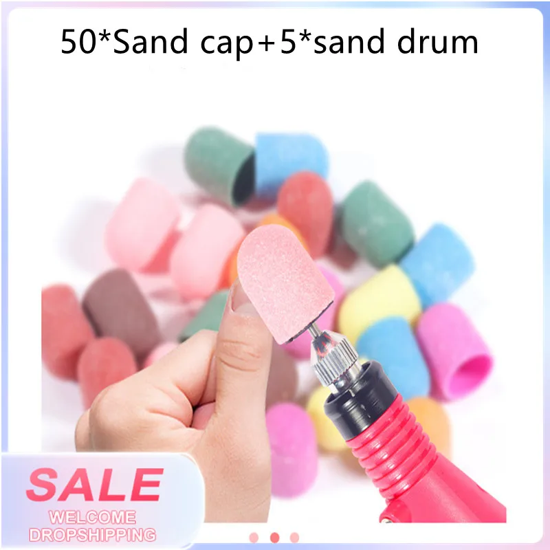 Nail Sanding Cap Bands Set For Electric Manicure Machine 180/120/80 Grit Nail Drill Grinding Bit Files Pedicure Tools