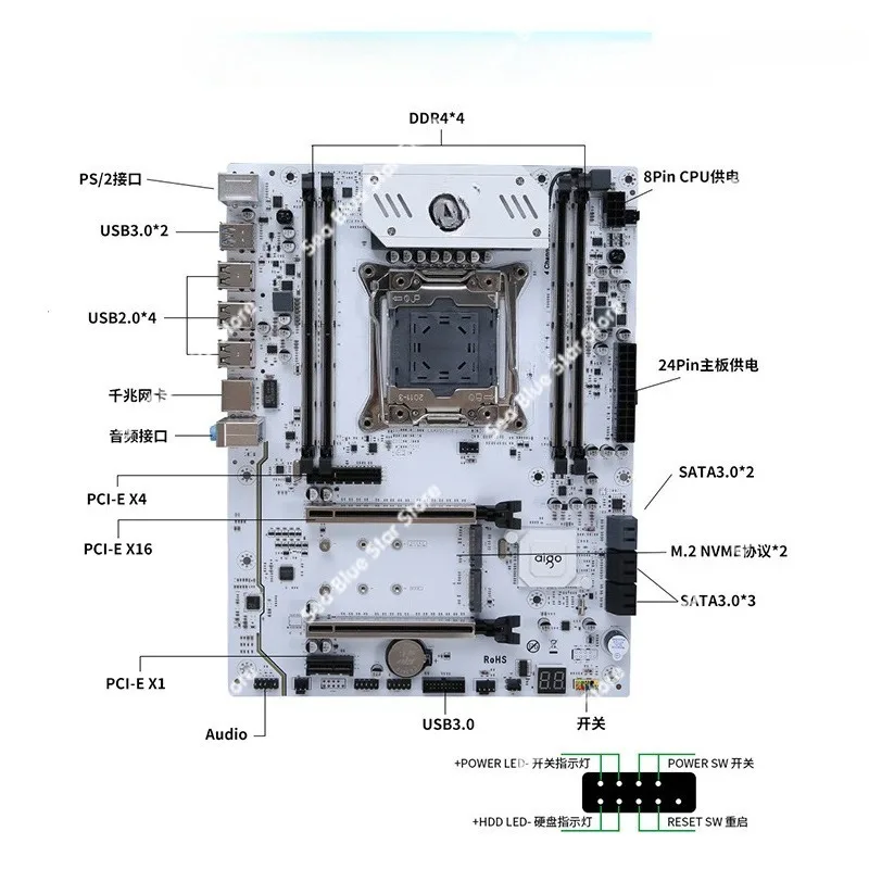Brand new computer motherboard DDR4-PLUS white LGA2011-pin gigabit network genuine C612 chip