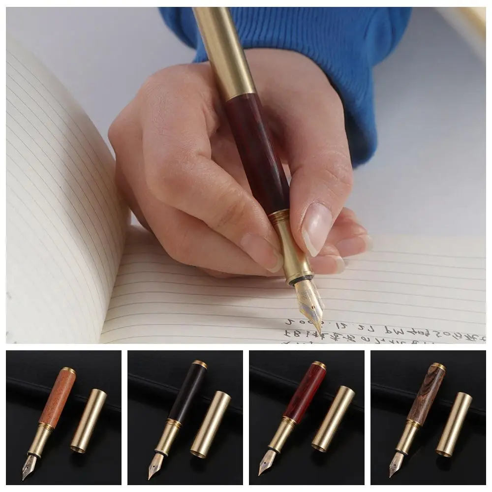 Mini Pocket Wood Fountain Pen Metal Business Office Portable Ink Supplies Pen School Supplies Writing Gift Stationery