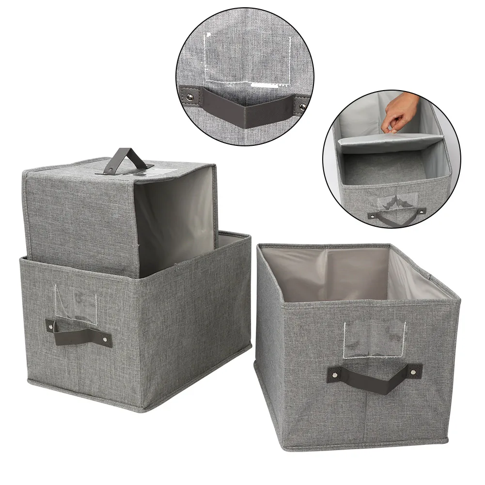 

OurWarm Linen Laundry Basket Storage Basket Clothes Toy Basket Storage Box Closet Organizer Wall Home Organization With Handle