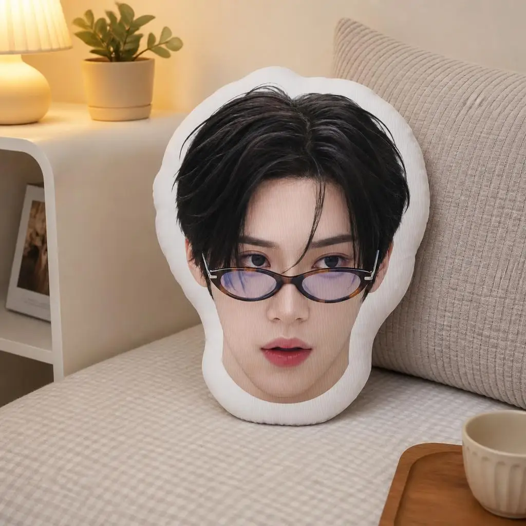 Young Man Glasses Portrait Shaped Pillow Cushion Stuffed Throw Pillow Decorative Sofa Accent Bedroom Home Decor Gift