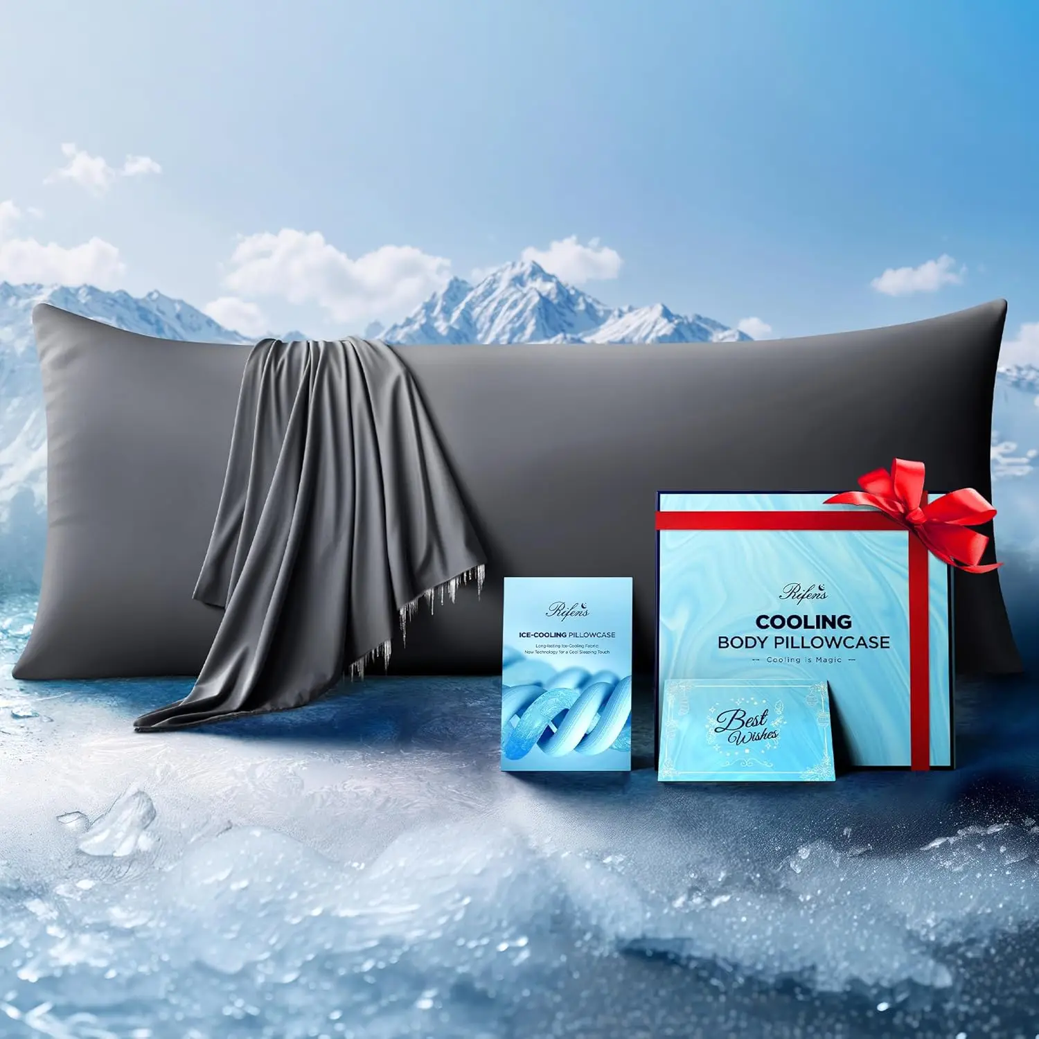 

Ice Cooling Body Pillowcase for Hot Sleepers, Stay Cool All Night, Silky Touch with Invisible Zipper, Soft Breathable Cover