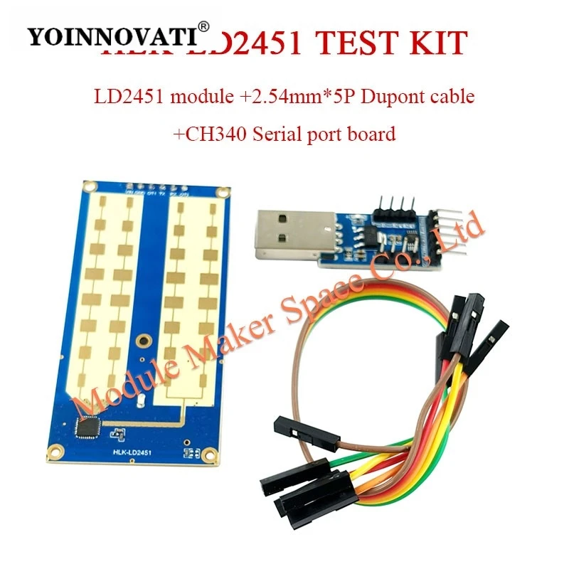 HLK-LD2451 24Ghz Vehicle Status Detection Module Millimeter wave radar Sensing distance 100m Support GPIO UART Output FMCW FM