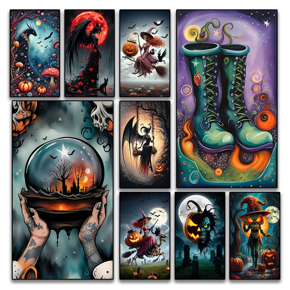 

2025 Хэллоуин вышивка мозаика комплект 5D DIY алмазная живопись искусство квадратный круглый горный хрусталь ручная работа вышивка крестиком домашний декор подарок