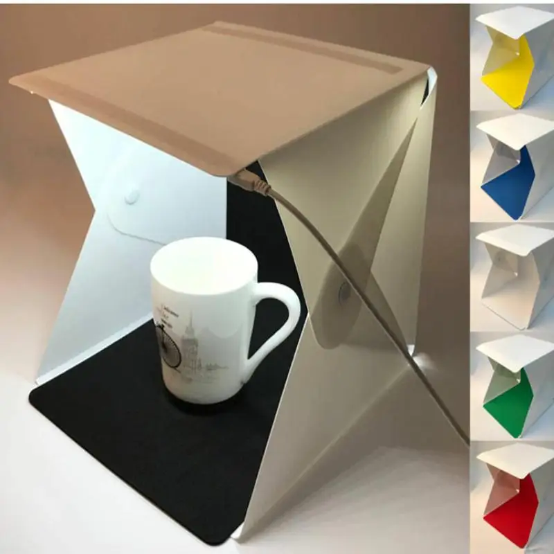 Portable LED Photo Studio Light Box Foldable Photography LED Photo Studio Tent USB Mini Light Box With 2/4/6 Color Backdrop