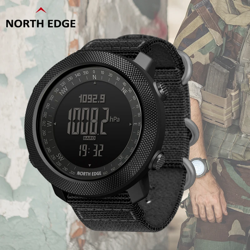 NORTH EDGE APACHE Men\'s Smart Watch Altimeter Barometer Compass Military Army Smartwatch Swimming Running Clock Waterproof 50m