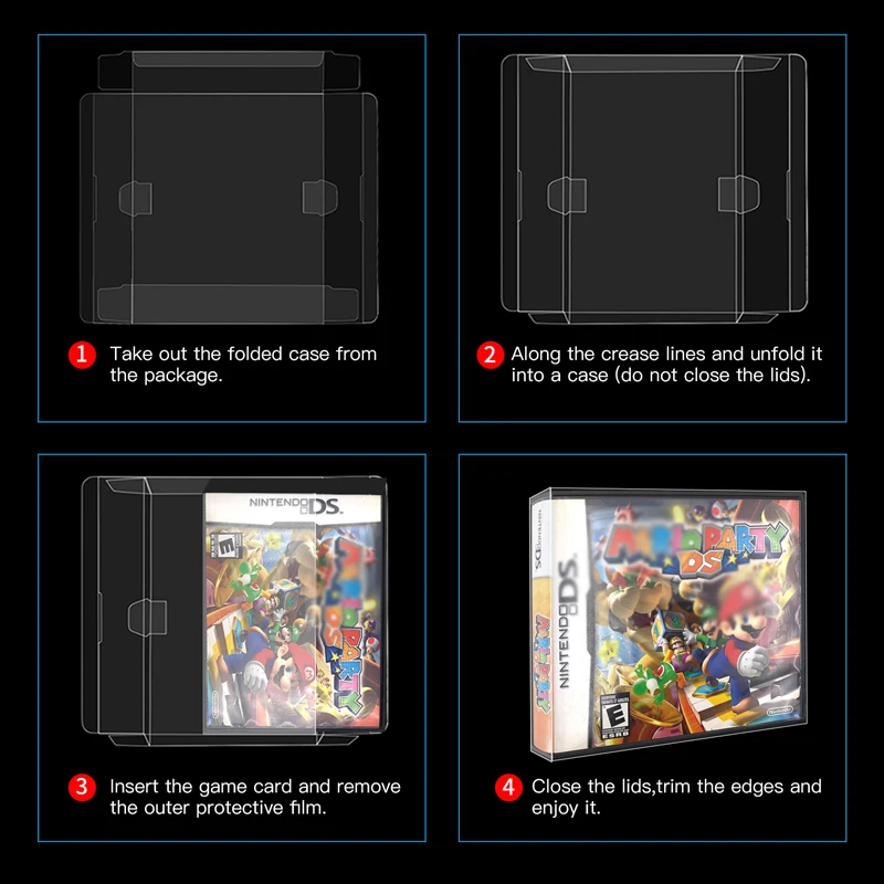 10 قطعة مجموعة من البلاستيك الشفاف واقية لعبة خرطوشة كرتون صندوق حامي تخزين عرض غطاء الأكمام لنينتندو DS NT