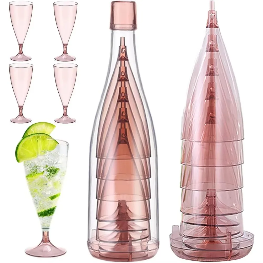 

Прочные пластиковые бокалы для шампанского, легкие многоразовые бокалы для вина, небьющиеся с бутылкой для хранения, коктейльные чашки, походы