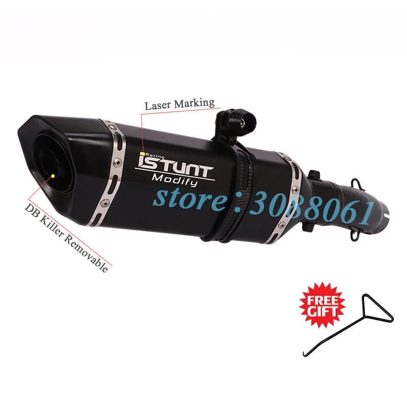Motorcycle Black Exhaust Istunt Muffler with Middle Link Pipe