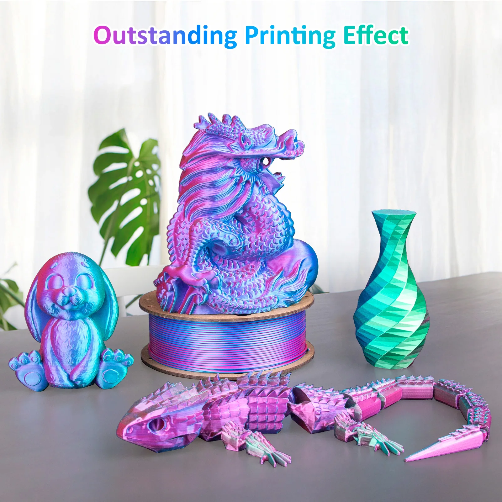 InjPLA-Filament pour imprimante 3D, 250g, 3 documents en 1, 1.75mm, compatible avec la plupart des imprimantes FDM, rose, rouge, bleu ciel, vert