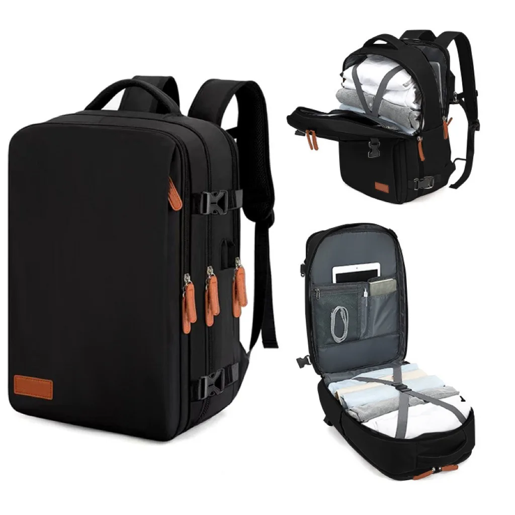 Travel Backpack 46x20x30 Cabin Plane Waterproof Expandable Weekender Laptop with USB Port Ryanair Carry-On Women Men Backpack