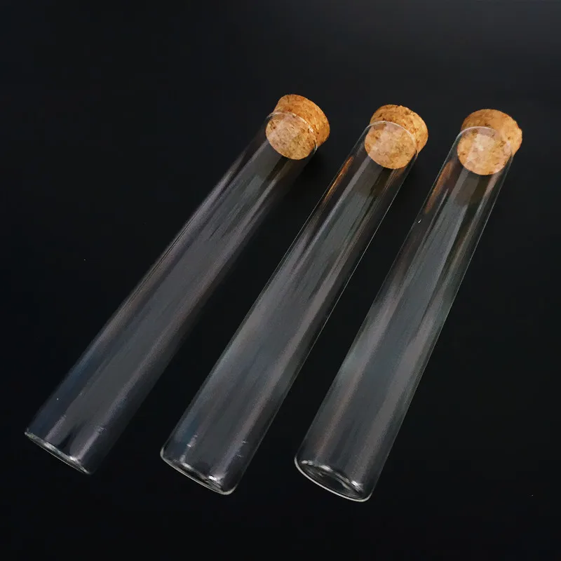 12pcs/lot 25x150mm Clear Lab Glass Test Tube With Cork Stoppers Flat Bottom Pipes Laboratory Supplies