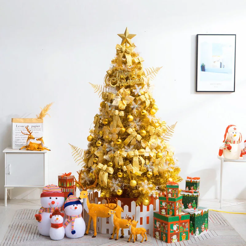 Golden Christmas Tree Decoration Living Room Office Hotel Gift Encrypted