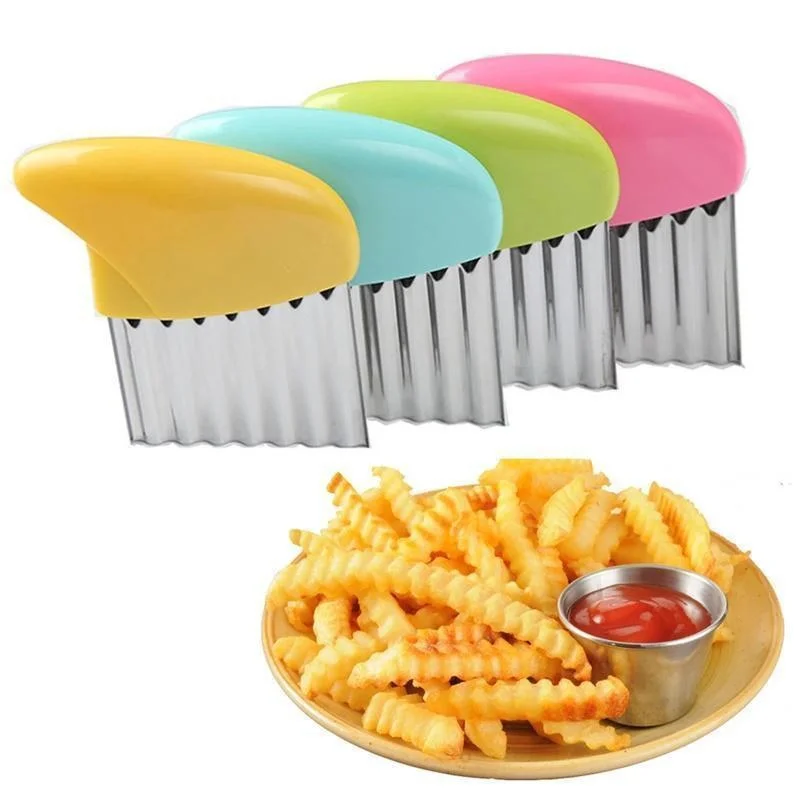 Crinkle Cut Tool, Stainless Steel Wavy Chopper Tool, Safe Durable Fruit and Vegetable Potato Slicer French Fry Crinkle Cutter