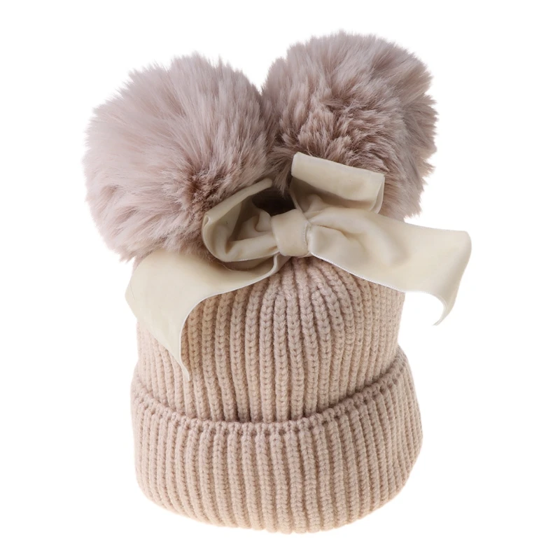 Winter Gebreide Baby Meisje Muts Warm Dikker Kinderen Baby Beanie Cap Bonnet D5qa