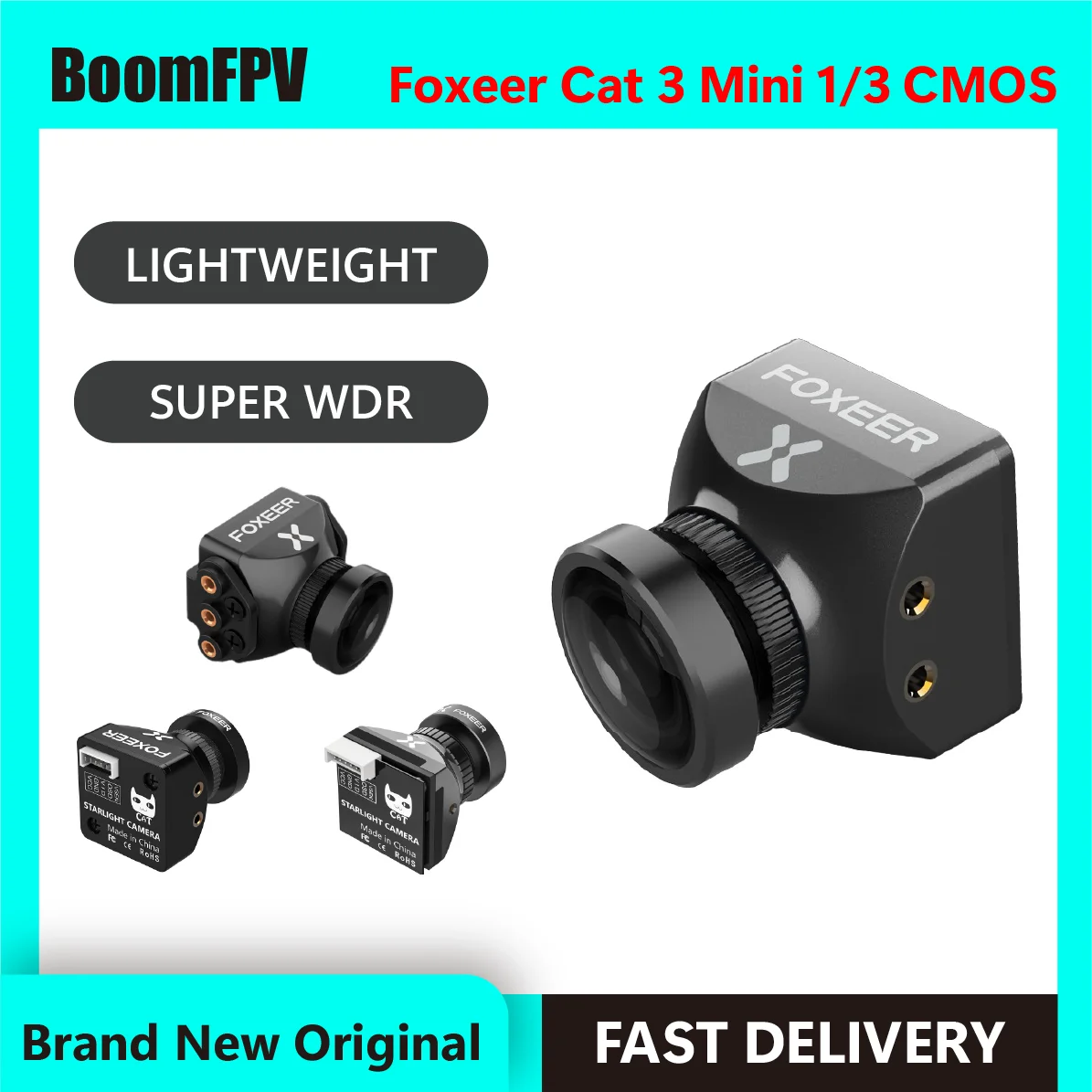 

Foxeer Cat 3 Mini 1/3 CMOS 2.1mm 0.00001Lux Metal Case Professional Lightweight Fpv Drone Camera