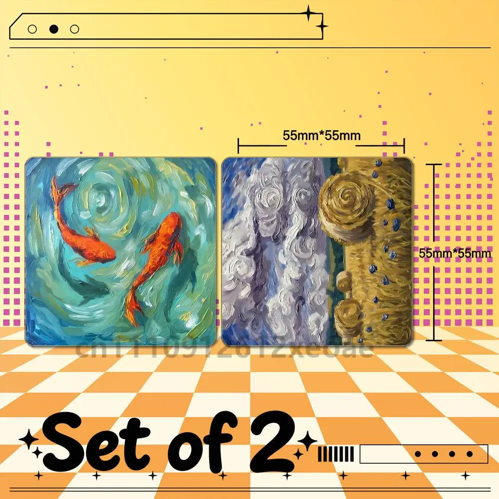 Vincent van Gogh Painter 2PCS Set PVC Fridge Magnet 55x55mm Square Magnetic Sticker for Kitchen Home Decor Gift