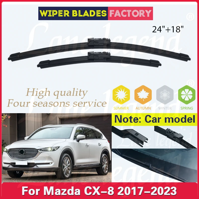 

Car Wiper Blade Blades For Mazda CX-8 2017 2018 2019 2020 2021 2022 2023 24"+18" Windshield Windscreen Clean Rubber Accessories