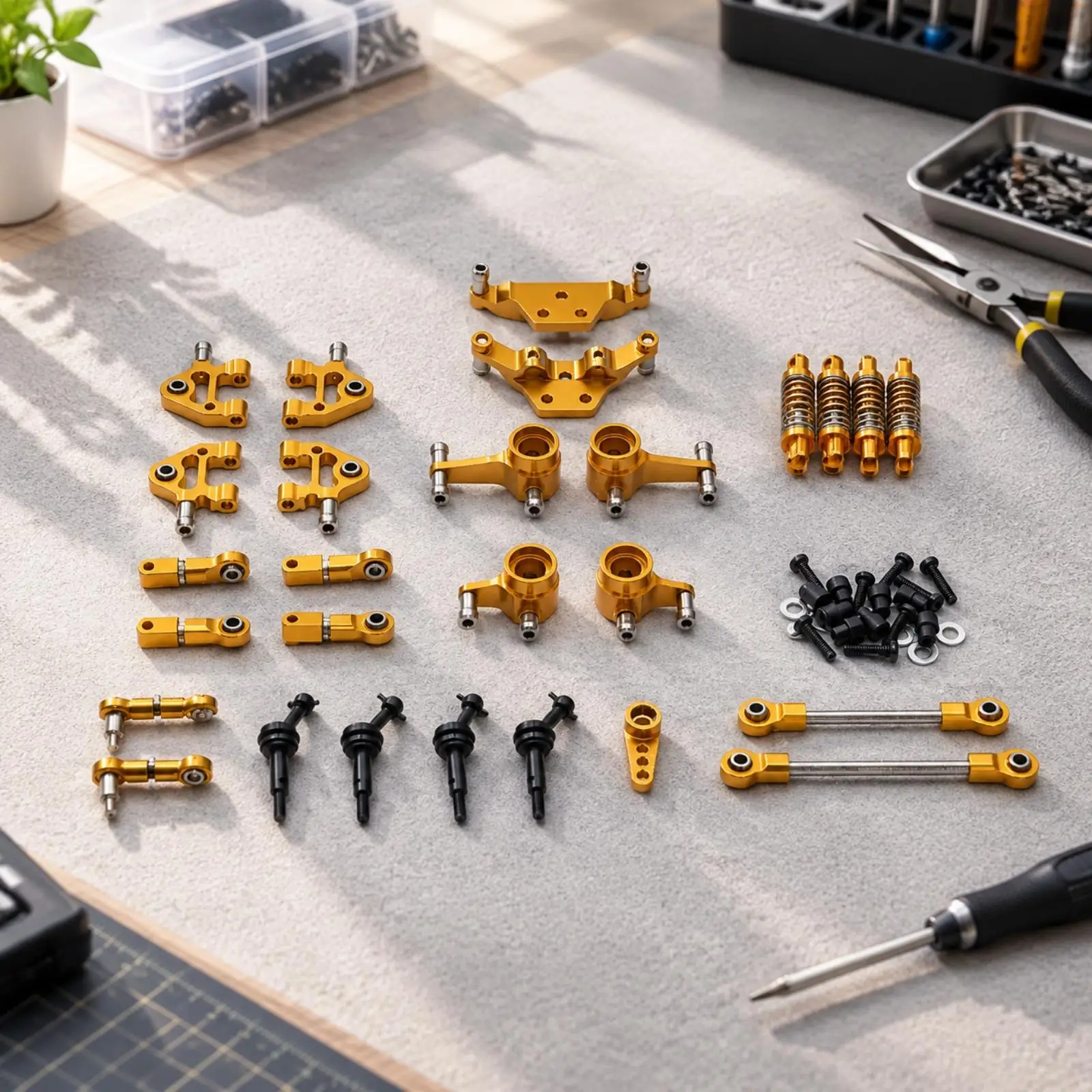 Replacement Parts Adjustable 1:28 RC Car Replacement Parts Assembly Machined Metal RC Car Component Set Precision Manufactured