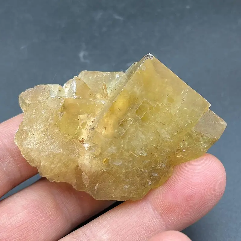 

Natural QR code yellow fluorite mineral specimen crystal garden decoration style water healing quartz