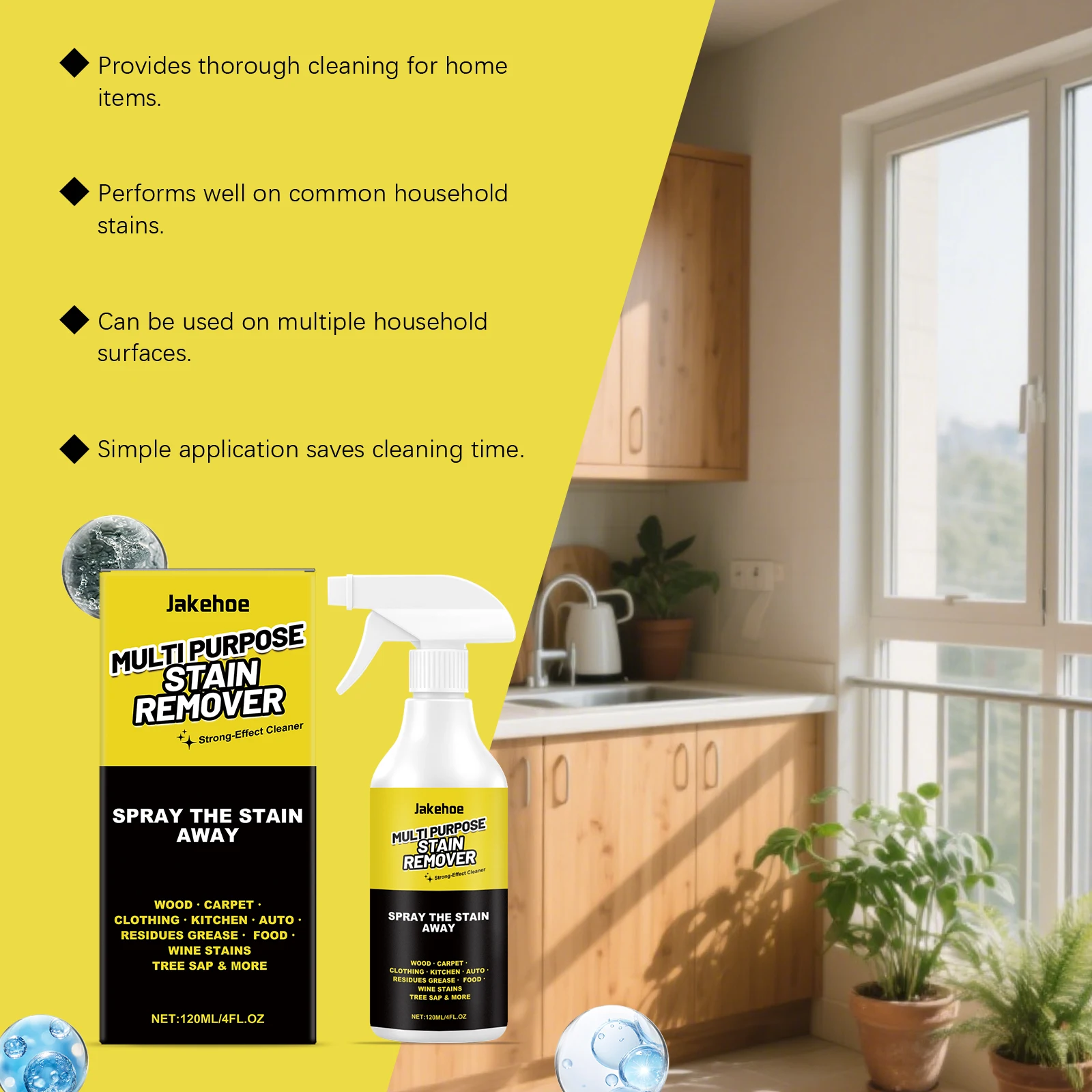 Multi Purpose Stain Remover Spray Concentrated Fast Acting Deep Clean Grease Stubborn Dirt Descaling Powerful Household Cleaner