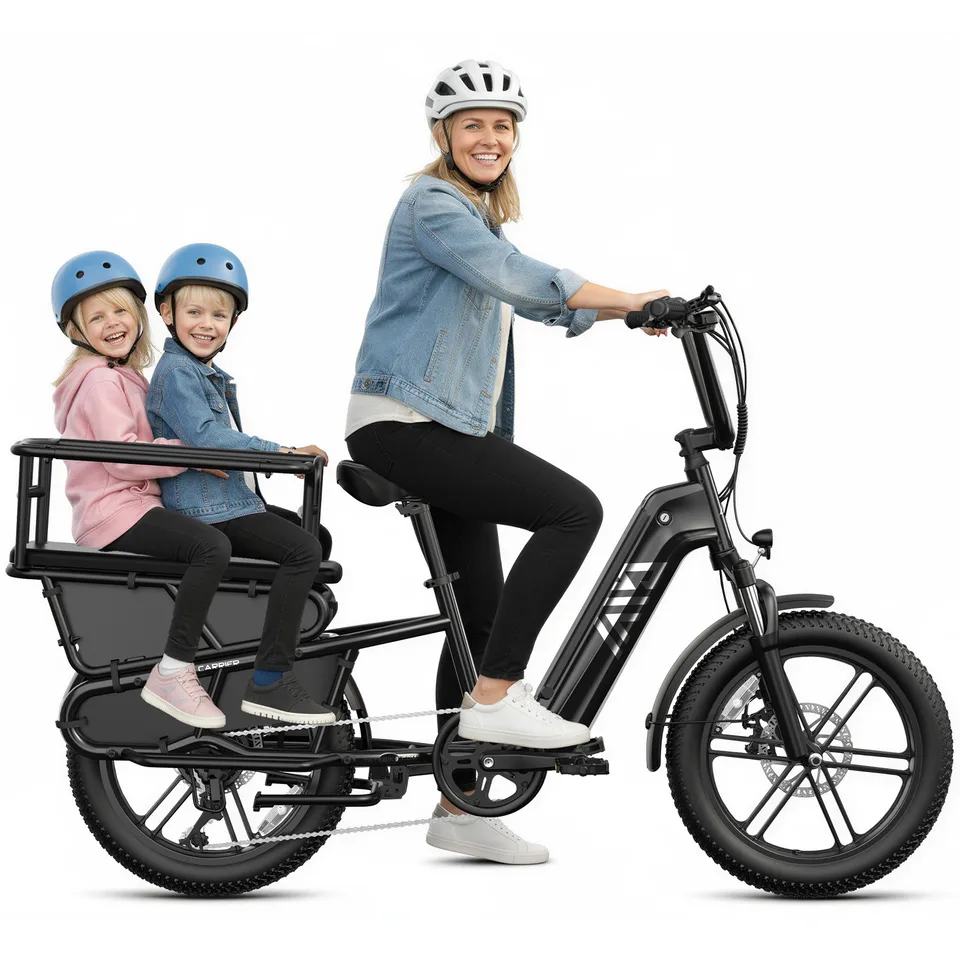 20" Cargo Electric Bike 1500W Peak 28MPH 48V 15AH E bike with Child seat kit image 2