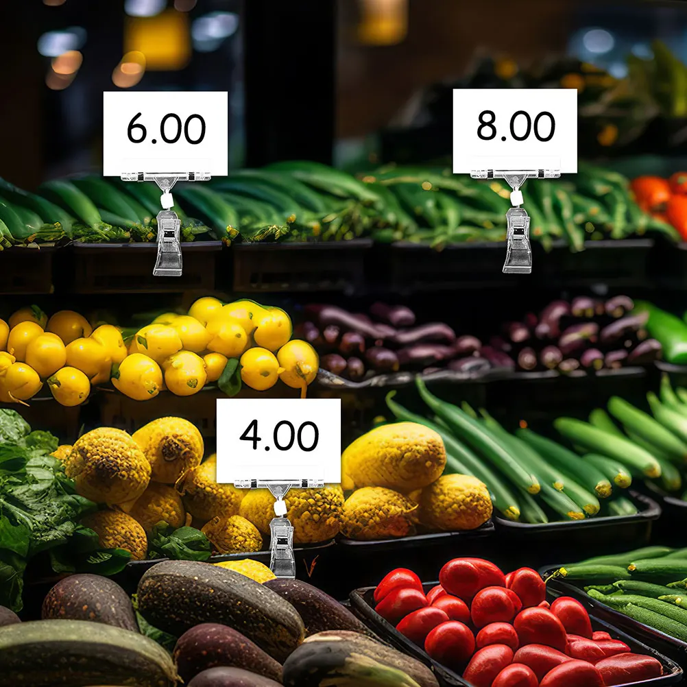 

20pcs Poster Display Clips Clear Price Holders Rotatable Card Sign Clips for Retail Store Supplies Signage Merchandise