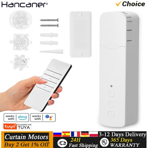 Imagen 1 del producto Persianas enrollables motorizadas inteligentes, Motor de cortina de cuentas, funciona con Alexa y Google Home, Tuya, WiFi, M515EGWT