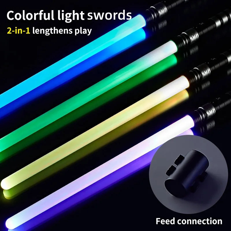 REikirc 2 em 1 Sabre de luz RGB de 75 cm sabre de luz de 7 cores para mais de 3 crianças brinquedo de espada a laser espadas brilhantes para festa