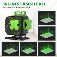 Huepar 16 lines 4D Cross Line Laser Level 4*360 Self-leveling Green Beam Lines with USB Charge Use Dry & Li-ion Battery S04CG-L