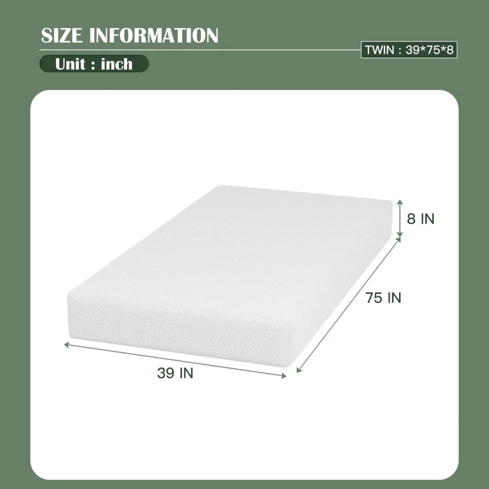 8 inch Mattress,CertiPUR-US Certified，Breathable Bed Mattress for Cooler Sleep Supportive & Pressure Relief,Removable Soft Cover image 2