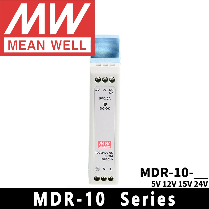 Original Mean Well MDR-10-5/12/15/24 meanwell 10W AC/DC Single Output Industrial DIN Rail Power Supply