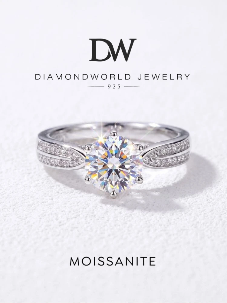 Dw Luxus 1ct zertifizierte Moissan ite Diamant Edelsteine Ringe für Frauen echte 925 Sterling Silber Hochzeit wunderschöne edle Schmuck