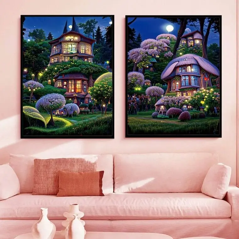 

Modern mat Dr Castle Cross Stitch Kit Small Line Embroidery Entrance Restaurant Living Room Bedroom White Cotton Fa...