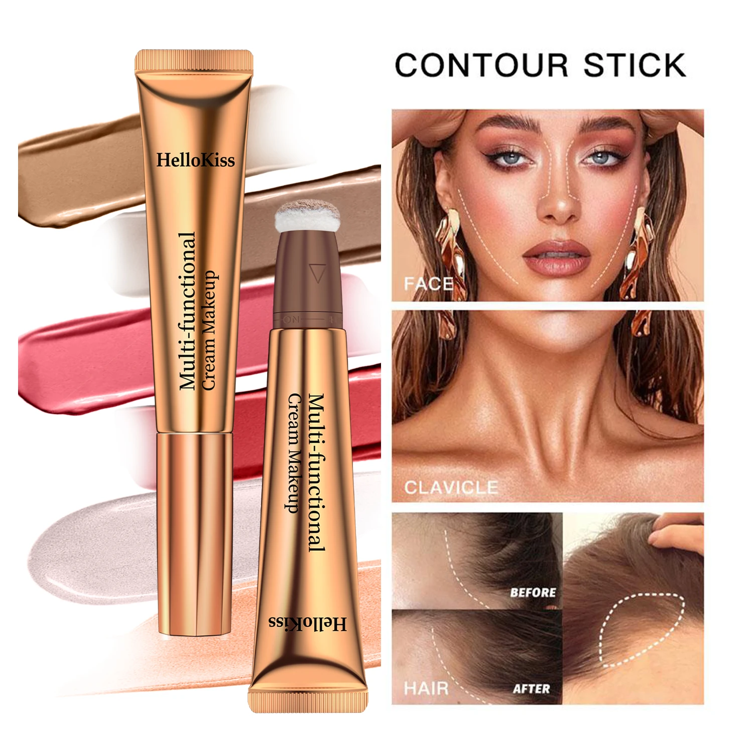 Liquid Contouring Stick Highlighting & Blush Multi-Purpose Makeup Air Cushion Pen Face Natural Peach Pink Cheeks Creamy Cosmetic