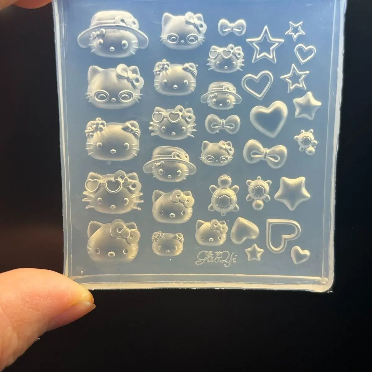 1 قطعة Kawaii مرحبا كيتي ثلاثية الأبعاد قوالب السيليكون ملصق سيليكون Bowknot كيتي القلب ستار منحوتة قالب الشارات مسمار الفن الديكور