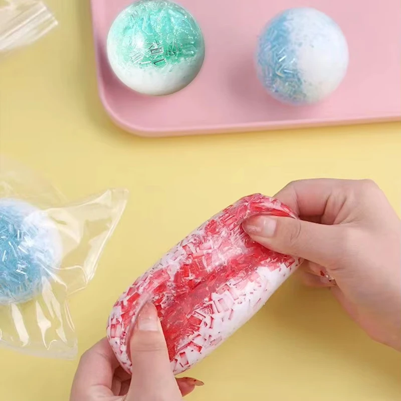 Soft Crushed Ice Squeeze Ball Toy TPR Shapeable Stress Relief Toy Crystal Ice Cracked Sensory Fidget Toy For Stress Anxiety